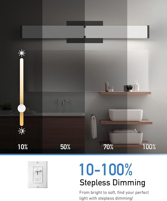 Modern Bathroom Light Fixtures Over Mirror, 32 Inch Dimmable Vanity Lights for Bathroom, 36W 3200 Lumen 5CCT LED Vanity Light Bar, Matte Black Vanity Lighting Fixtures with ETL Certified