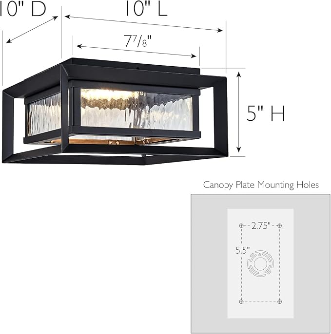 Design House Hartbrook Outdoor Integrated LED Ceiling Light with Clear Glass for Porch Entryway Patio, Matte Black, 589234-BLK