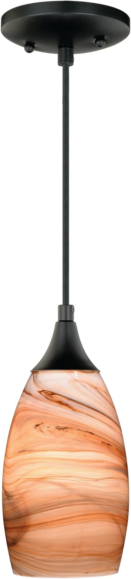 VAXCEL Milano Bronze Mini Pendant Ceiling Light Amber Swirl Glass