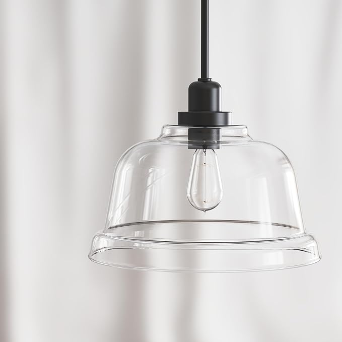 Tawson Aura 1-Light Pendant Ceiling Light Fixture with Clear Glass Shade Dark Bronze for Kitchen Island, Hallway, Entryway, Passway, Dining Room, Bedroom, Balcony Living Room