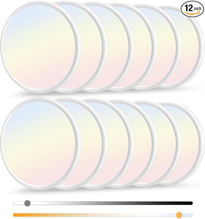 12 Pack 12 Inch Dimmable LED Flush Mount Ceiling Light Fixture 28W 3200LM 5 Color Temperature in One Super Slim Round Ceiling Lamp Low Profile Ceiling Lights for Living Bedroom Kitchen Laundry White