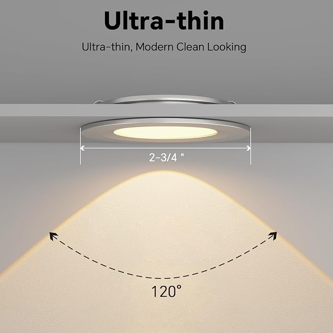 acegoo RV 2.75" Recessed LED Ceiling Light 12V Ultra-Thin Puck Light, Dimmable RV Lights Interior for Camper Van Truck Motorhome Boat Sailboat Roof Under Cabinet Lighting, 6 Pack (Silver,Warm White)