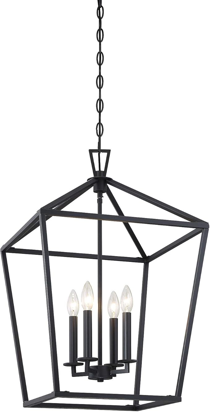 Savoy House 1-321-4-89 Townsend Traditional Open Frame Pendant Light Fixture, 4-Light 240 Total Watts, 26" H x 17" W, Matte Black