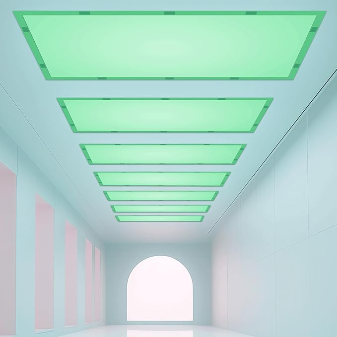 Wiooffen 6 Pcs Fluorescent Light Covers with 60 Magnets Decorative for Classroom Ceiling Light 4x2 Feet Magnetic Filter Easy Install for Office Hospitals & Home Drop Ceiling Supplies(Green)
