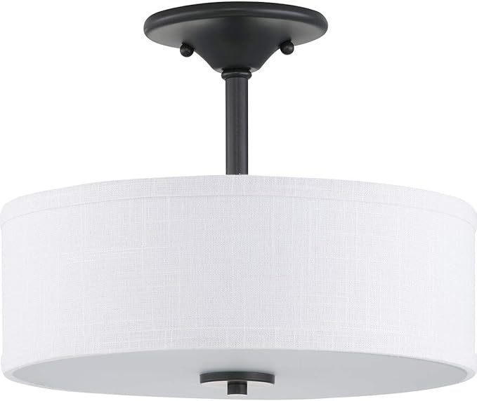 Progress Lighting Inspire Collection 13" Two-Light Semi-Flush, 10.13x13.00x13.00, Black