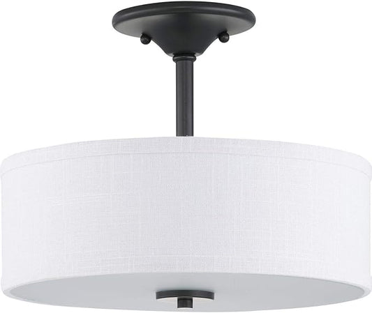 Progress Lighting Inspire Collection 13" Two-Light Semi-Flush, 10.13x13.00x13.00, Black