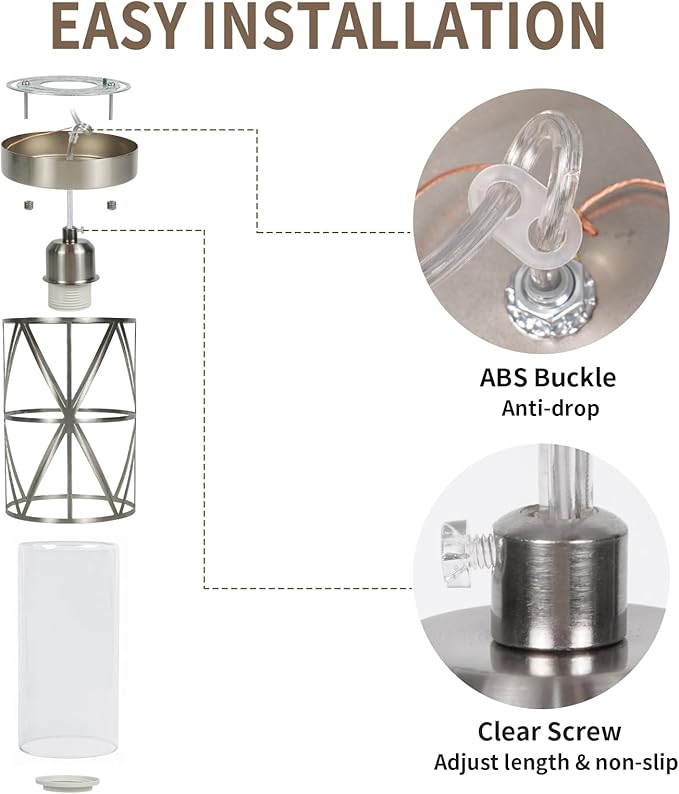 Pendant Lights Kitchen Island with Clear Glass, Brushed Nickel Pendant Lights, Cylindrical Modern Kitchen Light Fixtures, Pendant Light Over Island, Foyer, Dining Room, Entryway