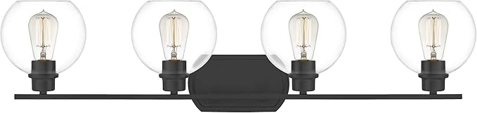 Quoizel PRUC8636MBK Pruitt Blueprint Vanity Bath Lighting, 4-Light 100 Watts, Matte Black