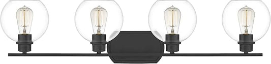 Quoizel PRUC8636MBK Pruitt Blueprint Vanity Bath Lighting, 4-Light 100 Watts, Matte Black