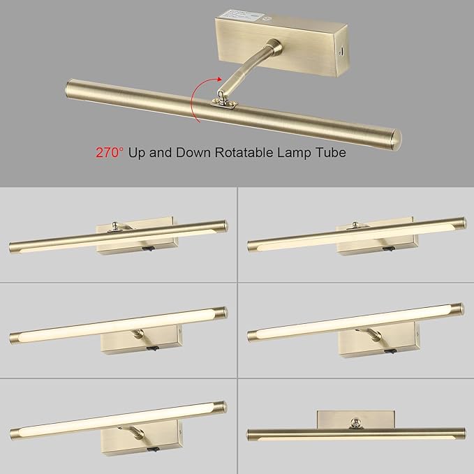 Picture Light for Wall Battery Operated, 16" Rechargeable Art Light with Remote and Timer for Painting, 3 Color Temps, Wireless Wall Light for Display, Artwork, Portrait, Gallery, Bronze