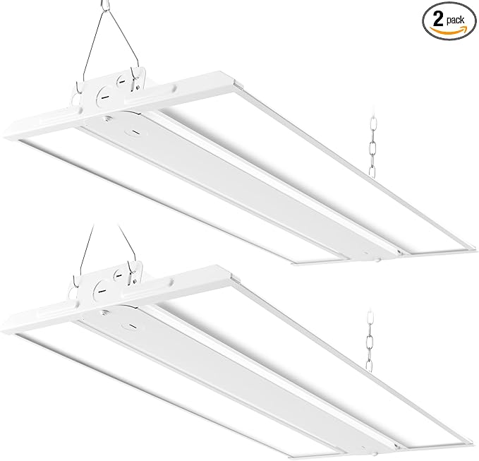 hykolity 2 Pack 2FT LED Linear High Bay Shop Light, 150W, 20250lm 135LM/W, 120-277V, 0-10V Dimmable, 5000K Daylight Hanging Light for Warehouse Workshops, ETL Listed