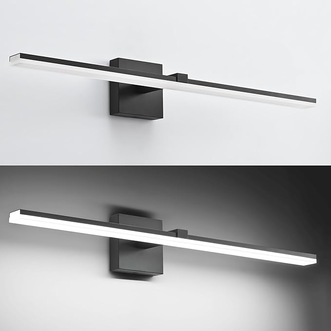 ZUZITO Black Bathroom Light Fixtures 30inch Modern Vanity Lights for Bathroom 5CCT Dimmable 22W LED Bath Wall Lighting Fixtures Over Mirror