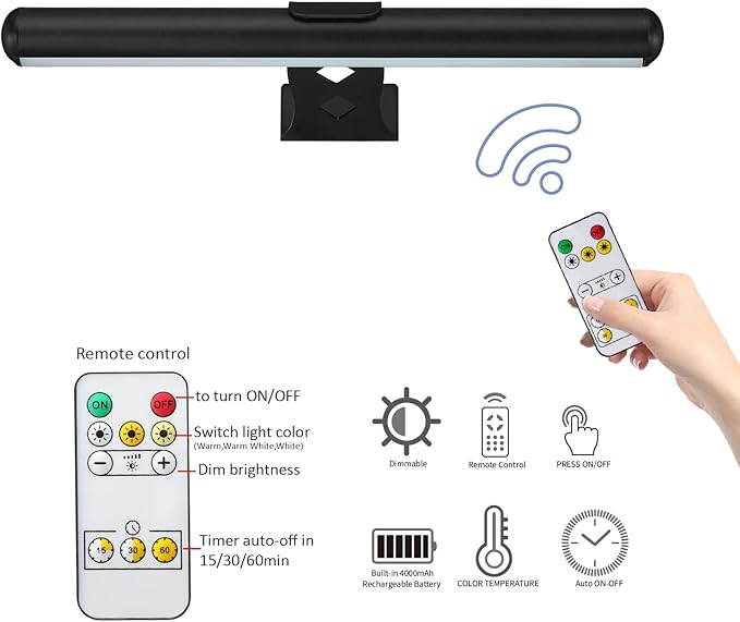 MIOBLUE Rechargeable Picture Lights with Remote,Full Metal Painting Light Display LED Battery Lamp with 3 Lighting Modes, Dimmable Dartboard Light with Timer for Paintings Potrait