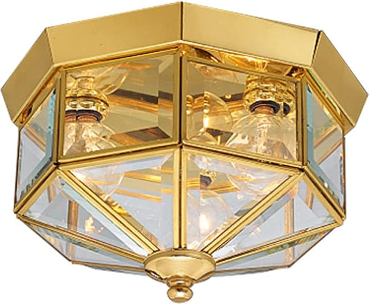 Progress Lighting 3-Light Beveled Glass 9-3/4" Close-to-Ceiling, Indoor, P5788-10, Polished Brass