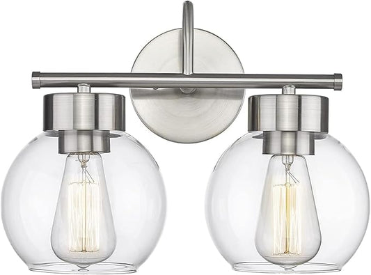 EAPUDUN 2-Light Bathroom Light Fixtures Over Mirror, Brushed Nickel Vanity Lights for Bathroom Modern Wall Sconces Vanity Light Porch Lamp Bathroom Lighting Vanity Lighting Fixtures