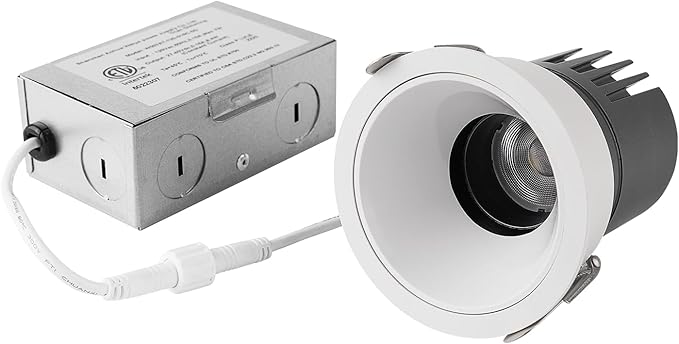 CXWV 3 Inch LED Recessed Downlight,7W Dimmable Anti-Glare Ceiling Light with Junction Box, CRI92 560LM,5 CCT (2700K-5000K) White Lighting Fixture (1)