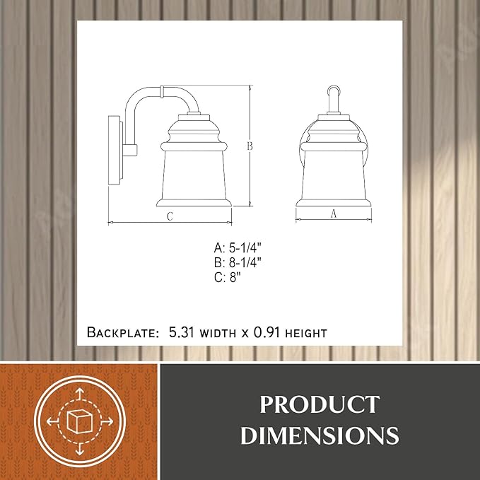 VAXCEL Toledo 1-Light 5.25 inch Wide Matte Black Industrial Bathroom Vanity Lighting Fixture, Clear Glass Shade, Dimmable, LED Compatible, Wall Mounted Steel Sconce