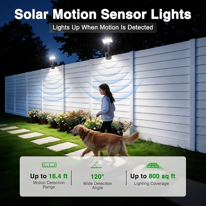 iMaihom Clip On Solar Lights Outdoor with Motion Sensor, 92 LED 600LM Solar Fence Lights, Warm/Neutral/Cool White, 360° Adjustable, IP65 Waterproof Security Light for Deck, Gutter, Porch (1, Brown)