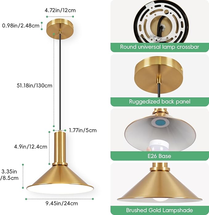 Battery Operated Pendant Lights 2 Pack,Rechargeable Pendant Light with Remote,Gold Pendant Light Fixtures for Kitchen island,Modern Industrial hanging Lights for Dining Room Hallway Entryway Bedroom