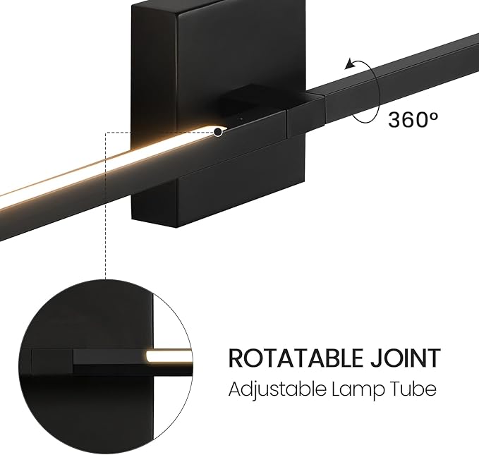 Black Bathroom Vanity Light 30 Inch 360° Rotatable 18W Dimmable 5CCT LED Black Bathroom Light Fixture Over Mirror Modern Vanity Lights for Bathroom Mirror Bedroom Wall Sconce Lighting