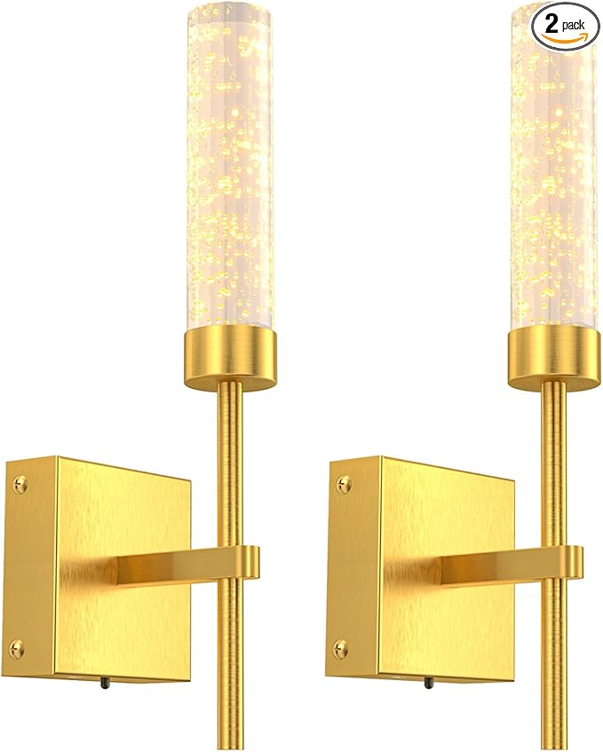 NIORSUN Crystal-Inspired Bubble Wireless Wall Sconces, 10000mAh Battery Operated Wall Sconces Set of 2, 3 Color Temps Rechargeable Wall Lights with Remote, Dimmable Wall Lamp for Living Room Bedroom