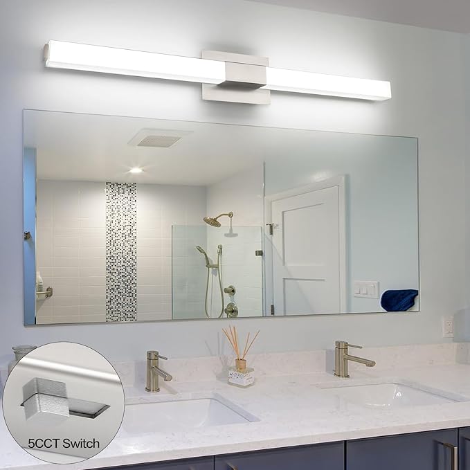 ZUZITO Bathroom Vanity Light Brushed Nickel, Modern LED Bathroom Lighting Fixtures Over Mirror, 5CCT Dimmable 40 Inch Vanity Lighting Fixtures for Bath