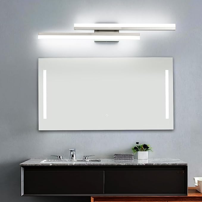PRESDE 32inch LED Vanity Light Brushed Nickel Bathroom Light Fixtures Over Mirror Modern Bath Wall Lighting Bar