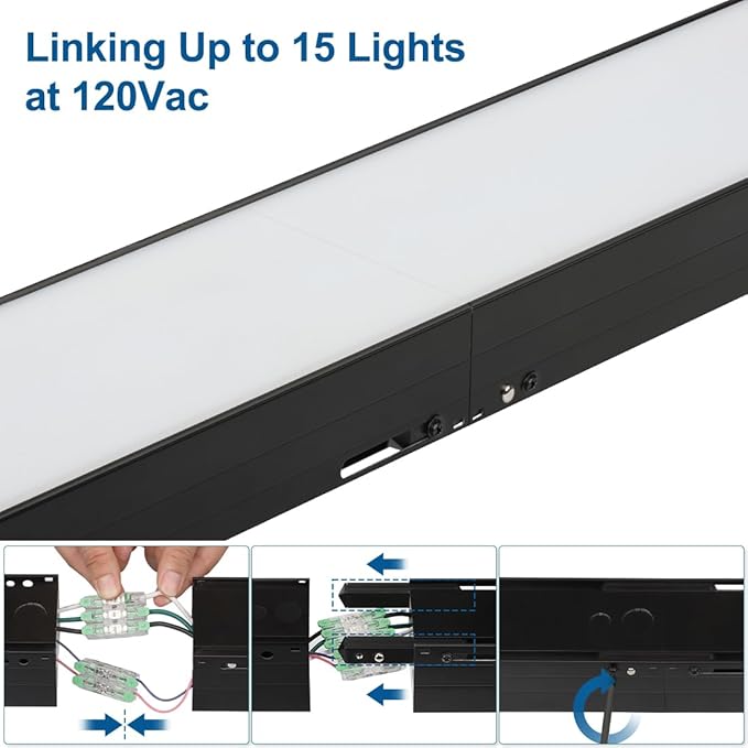 DAKASON 4FT LED Linear Lights, 40W 3000K/4000K/5000K Selectable Hanging Light, 4’ Linkable Office Shop Light Fixture, 0-10VDimmable Architectural Lighting Fixture ETL Listed for Gym Retails 4Pack