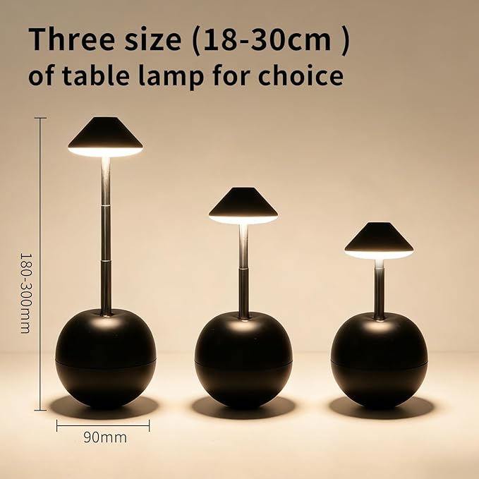 Rechargeable LED Table Light, Tumbler Cordless Table Lamp with 3 Colors & 7 RGB Stepless Dimmable Touch Control Lamps for Patio Restaurant Dining Home Bars (Black)