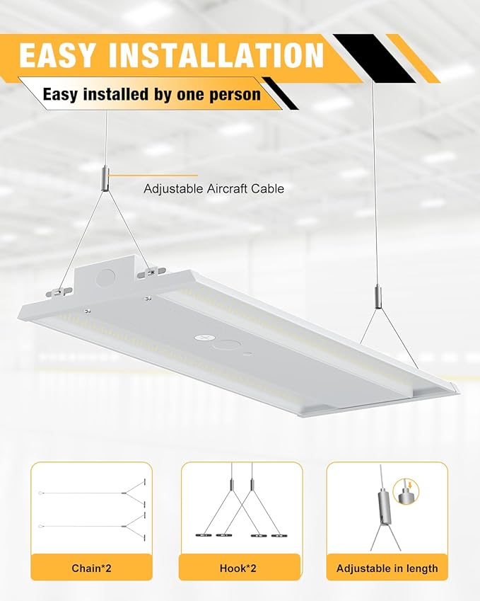 400W 4FT LED Linear High Bay Light, 60000LM Linear High Bay Shop Light 120-277V, 5000K for Warehouse, Garage Factory, UL Listed, 5 Years Warranty, 2Pack