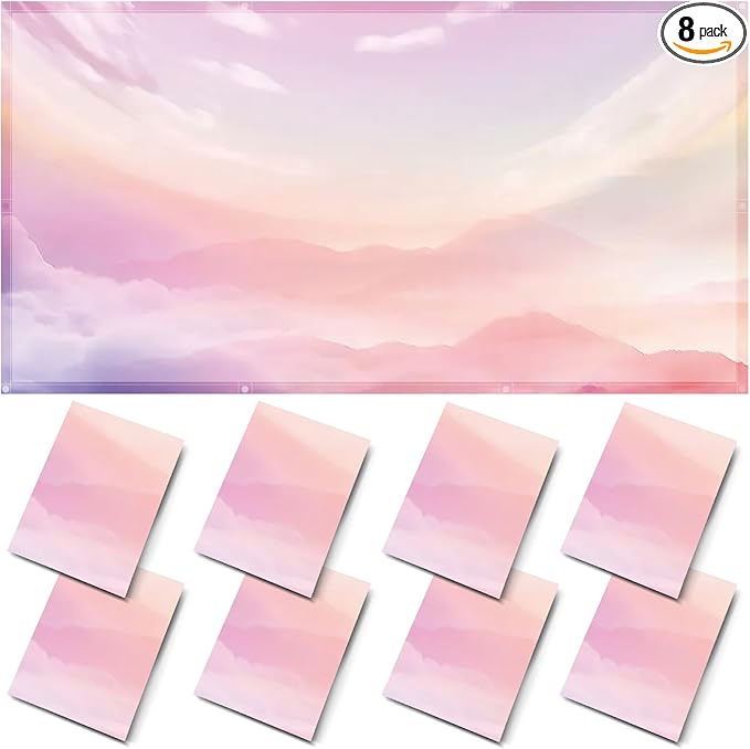 ANGSYLTH 8 Pcs Fluorescent Light Covers - 4 x 2 Feet Magnetic Light Filters for Ceiling Lights, Classroom, Office, Hospitals, Home (Pink - Sky)