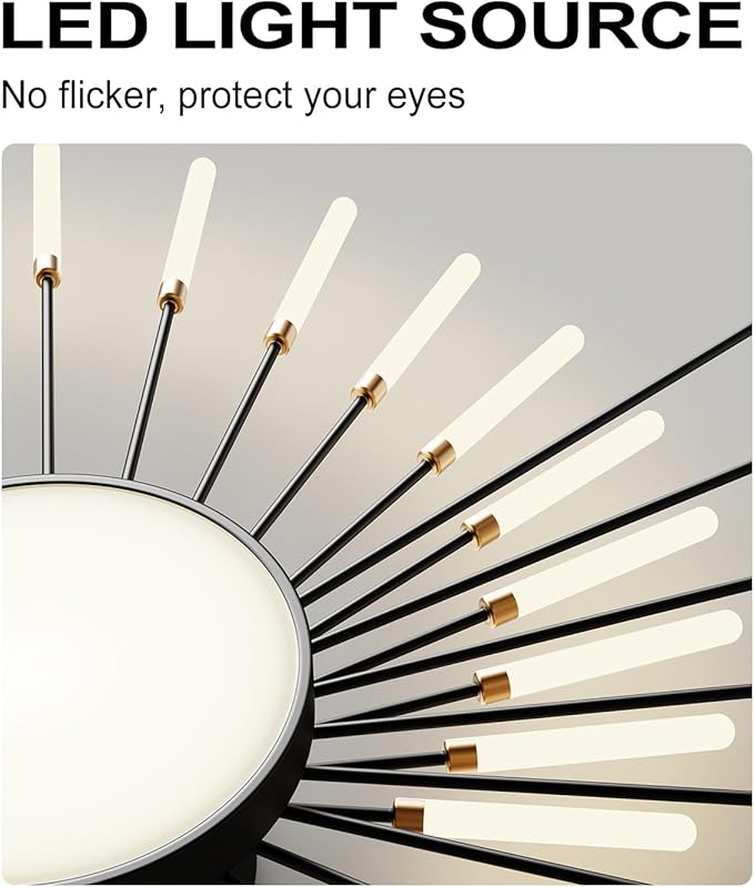 Ceiling Light Modern LED Ceiling Lamps,Flower Shape Ceiling Lights,Flush Mount Chandelier,Metal Acrylic Ceiling Lamps,Living Room Light Fixtures Ceiling for Bedroom,Dining Room(Black, 42+1 Heads)