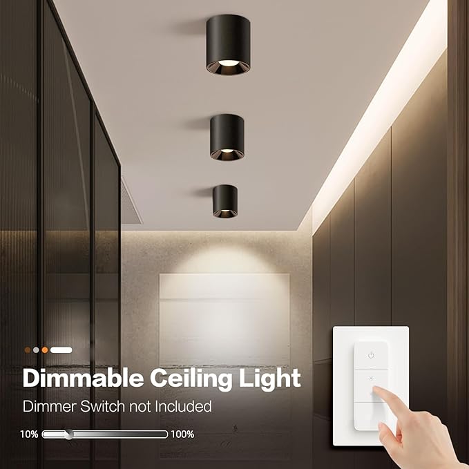 OKELI Modern LED Ceiling Light Fixture Flush Mount COB 20W 4000K Cylinder Ceiling Lights, Dimmable Hallway Lighting Fixtures Ceiling Lamps for Living Room Bedroom Kitchen