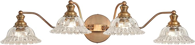 XIEDUN Brass 4 Light Vanity Lights for Bathroom Vanity Light Fixtures Bathroom Light Fixture