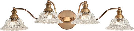 XIEDUN Brass 4 Light Vanity Lights for Bathroom Vanity Light Fixtures Bathroom Light Fixture