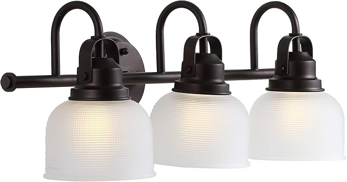 JONATHAN Y 5.75" Oil Rubbed Bronze Modern Bathroom Vanity Light, 3-Light LED Wall Sconce, Clear Glass Bell Shade for Mirror Hallway Kitchen, ETL Listed, LED Bulb Included (JYL7409C)
