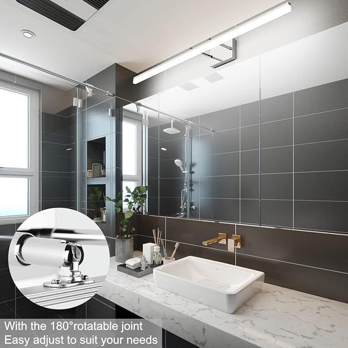 Aipsun 48 inch LED Vanity Lights Adjustable Bathroom Wall Light Fixtures Bathroom Lighting Fixture Over Mirror Chrome Modern Vanity Lighting 5500K