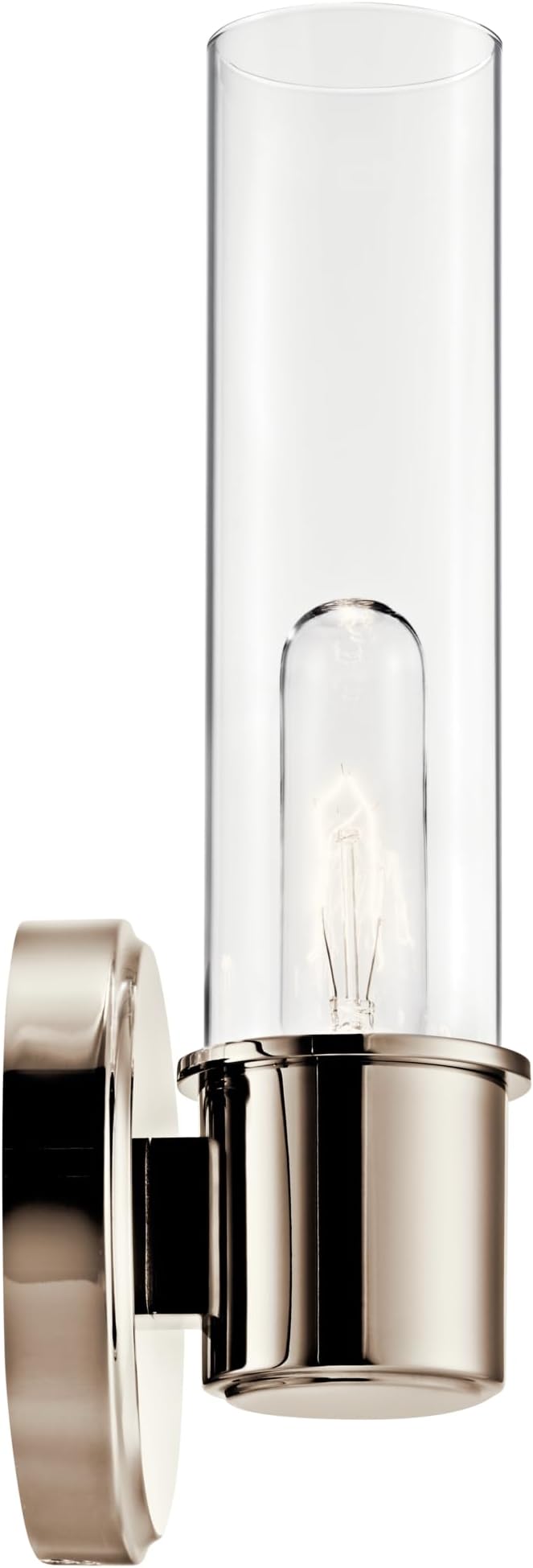 Kichler Aviv 1-Light Wall Sconce, Modern Light with Clear Glass in Polished Nickel, for Bedroom, Laundry Room, Kitchen or Hallway (13" x 5.5"), 52653PN