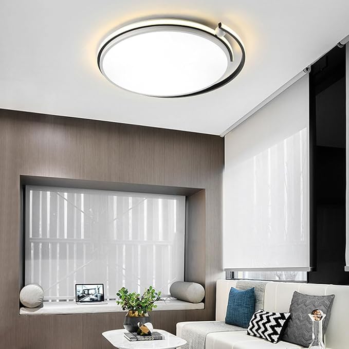 Minimalist Study Round Ceiling Lamp Metal and Acrylic Material Flat Lighting Nordic Artistic Design Ceiling Lights Suitable for Dining Rooms and Bedrooms