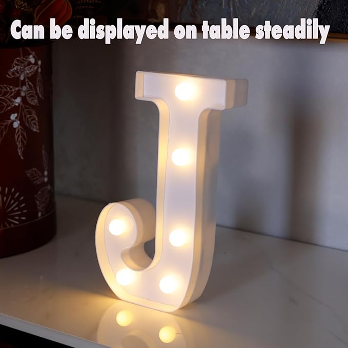 DyingSwan Small Led Marquee Letters, Light Up Letters, 8.58 Inch Led Letter Lights, Battery Powered Lighted Sign for Table, Party, Birthday, Christmas Decor (Letter J)