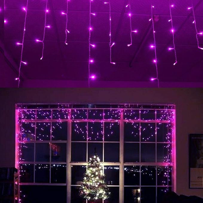 Lainin 3.5M/11ft 96 LED Linkable Fairy Curtain String Light with 8 Modes Control for Indoor/Outdoor/Patio/Wedding/Valentines Day/Christmas Party 4th of July Decor(Purple)