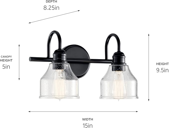 Kichler 2-Light Bathroom Vanity Light Fixture with Satin Etched Glass, Traditional Style Bath Light in Tannery Bronze for Over Mirror (12.25" x 8" x 8"), 5336TZS