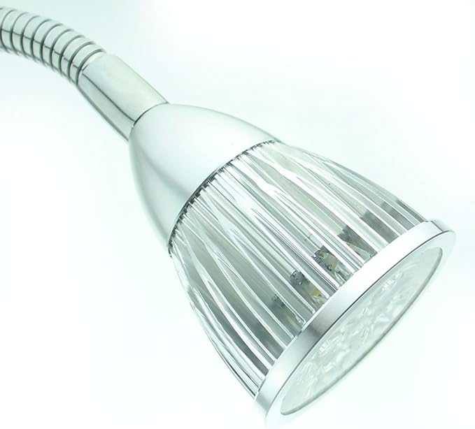 QUANS 5W 5x1W Warm White Clamp Clip on 19inch Flexible Gooseneck High Power LED Desk Table Sewing Study Work Bedside Reading Swing Arm Light Lamp,Ultra Bright Silver 110V US Plug