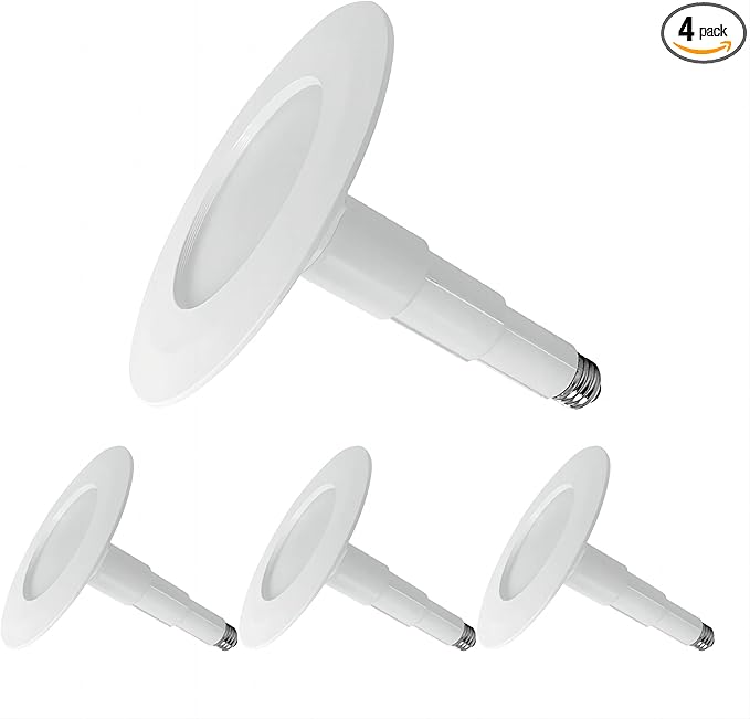 Jolux 4-Pack 5/6" LED Can Lights Retrofit Recessed Lighting,12W=60W,5000K Daylight,800 Lumens,Dimmable Adjustable Retrofit Downlight,ETL,Damp Rated,Simple Installation Can Lights,Bevel Trim
