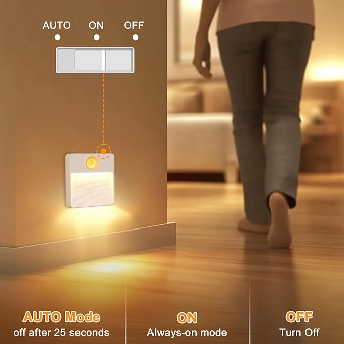 Guankai 3 Pack Motion Sensor Stair Light for Indoor, Rechargeable Battery Operated Closet Lights, RGBW Stick On Night Lamp, Motion Activated Magnetic Lighting Lamps for Step, Cabinet,Hallway,Bathroom