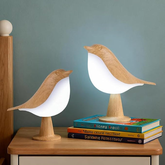 IFTHFOUR Bird Cordless Table Lamp, Small Cordless Bedside Lamp with 3 Color Temperature, Touch Sensor & Rechargeable Battery - Night Light for Kids, Bedroom, Bedside (Light+Light)