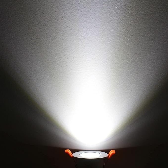 inShareplus 2 Inch LED Downlight, 3W Recessed Lighting COB Dimmable, 5000K Daylight White, CRI80, Ceiling Lights with LED Driver, 6 Pack