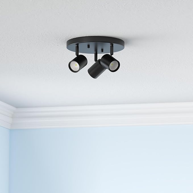 CLOUDY BAY 5CCT 3 Light Directional Ceiling Spotlight,Dimmable LED Track Light Heads,CRI90+,1800Lm for Hallway Kitchen Art,Black