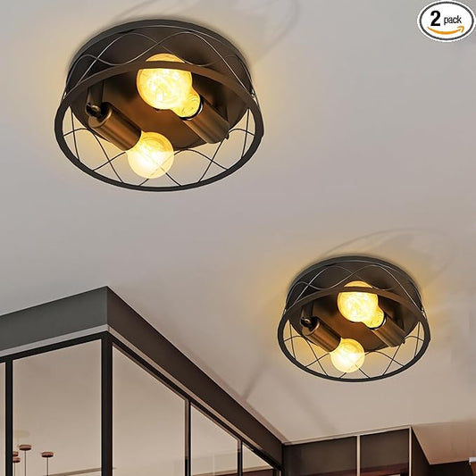 Sunco Entryway Light Fixture, Vintage Hallway Flush Mount Ceiling Light, Modern Farmhouse, 10 Inch Diameter, E26 Bulb Base, Up to 100W, IP22 ETL 2 Pack