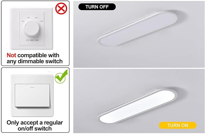 Ganeed 27.6 Inch LED Ceiling Light, High Brightness Linear Ceiling Lamps,6000K Cool White Modern Ultra Thin Low Profile Light Fixture for Bedroom Kitchen Study Room Hallway,White/36W
